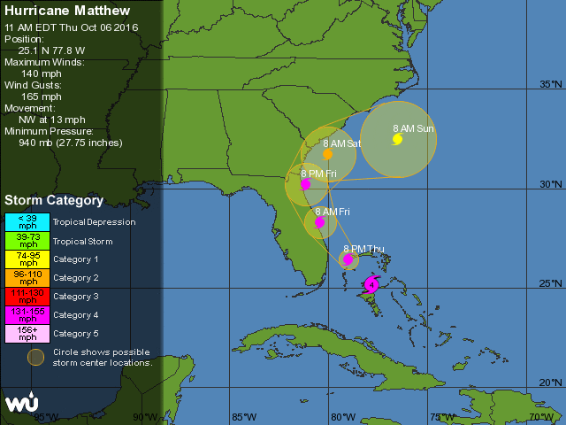 Hurricane Matthew Track Update - Cape Hatteras Motel