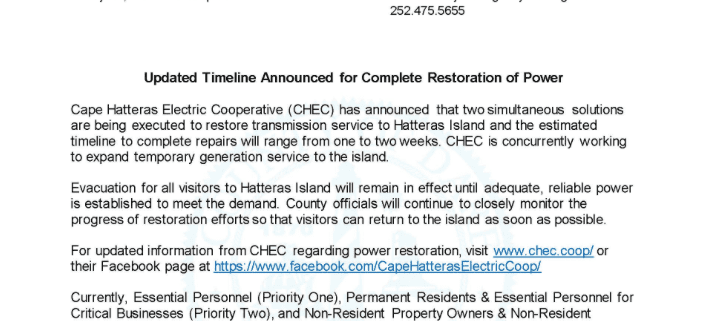 Power Restoration - Cape Hatteras Motel